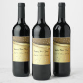 金箔、新年おめでとう、カスタム ワインラベル (ボトル)