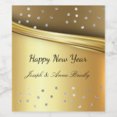 金箔、新年おめでとう、カスタム ワインラベル (シングルラベル)