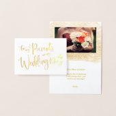 金箔 |結婚式の日写真の両親へ 箔カード (ディスプレー)