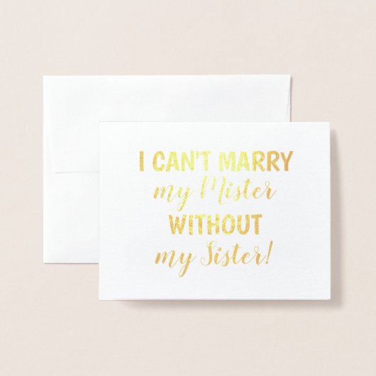 金箔 | 花嫁おもしろいのメイドまたはメイド・オブ・オーナー(花嫁付き添い人) 箔カード (封筒付き正面)