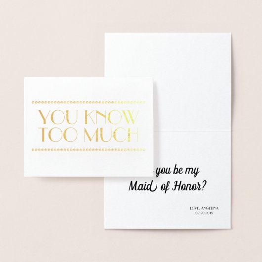 金箔 | 花嫁おもしろいのメイドまたはメイド・オブ・オーナー（花嫁付き添い人） 箔カード (ディスプレー)