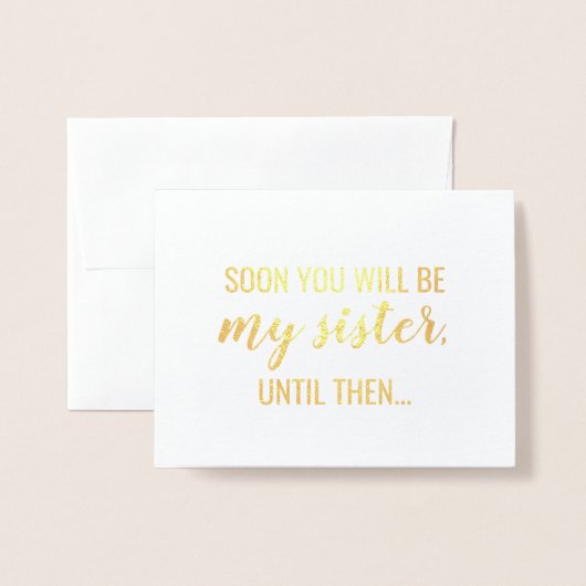 金箔 | 花嫁おもしろいのメイドまたはメイド・オブ・オーナー（花嫁付き添い人） 箔カード (封筒付き正面)