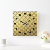 金箔・黒錦紋壁時計 スクエア壁時計 (ホーム)