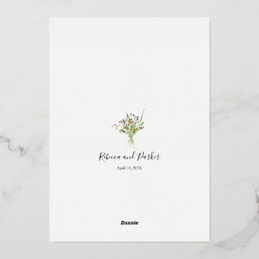 金箔anfワイルドフラワー結婚式招待状 箔シーズンカード (裏面)