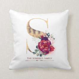 金箔Sモノグラムフローラブルゴーニュレッド クッション