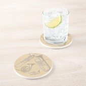 金管楽器のヴィンテージのスケッチ コースター (側面)