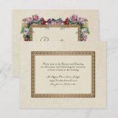 金糸の錦織とダマスクの花文様をあしらった、格式高い公式の招待状 エンクロージャーカード (正面/裏面)