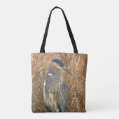 金素晴らしの葦の畑の青いヘロン トートバッグ (裏面)