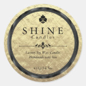 金素晴らしフェイク箔と黒のラベル ラウンドシール (正面)