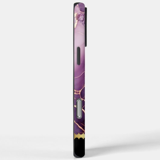 金素晴らし色のアクセントを持つ紫の大理石デザイン Case-Mate iPhoneケース (裏面 / 右)