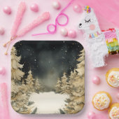 金素朴のクリスマス ペーパープレート (パーティー)