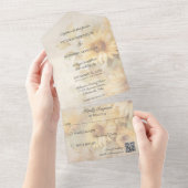 金素朴のヒマワリQRコード オールインワン招待状 (貼ってはがせる)