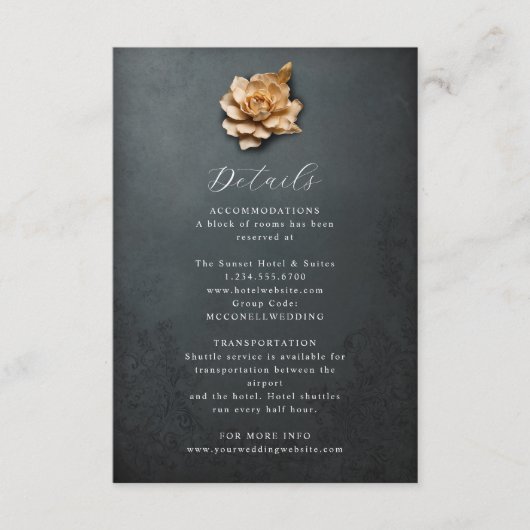 金素朴属花結婚詳細カード エンクロージャーカード (正面)