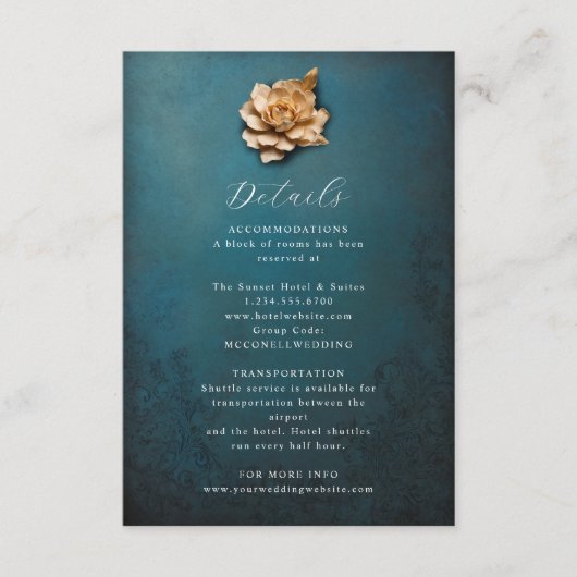 金素朴属花結婚詳細カード エンクロージャーカード (正面)