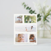 金素朴箔クリスマスファミリーフォトコラージュ ポストカード (スタンド正面)