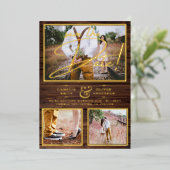 金素朴箔フォトコラージュ木保存日 箔招待状 (立ち正面)