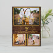 金素朴箔フォトコラージュ結婚ウッド 箔招待状 (立ち正面)