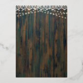 金素朴箔ワードレース灯を使用した木材 箔招待状 (裏面)