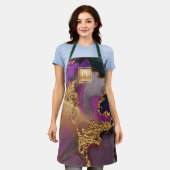 金紫ブルーサロンモノグラム大理石の水色 エプロン (着用した状態)