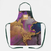 金紫ブルーサロンモノグラム大理石の水色 エプロン (正面)