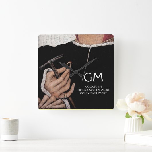 金細工師、金大切細工師、金ゴールドジュエリー芸術 スクエア壁時計 (ホーム)