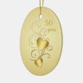金結合されたハート第50の結婚記念日 セラミックオーナメント (左)
