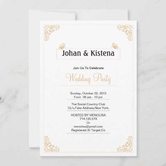 金結婚式のパーティの招待状 招待状 (正面)