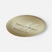 金結婚式の紙皿|のモノグラム ペーパープレート (アングル)