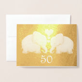 金結婚箔エレガント象カップル 箔カード (封筒付き正面)