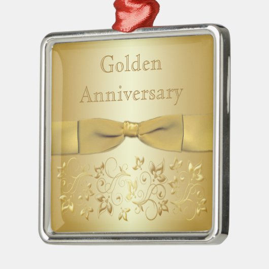 金結婚記念日のクリスマスのオーナメント メタルオーナメント (左)