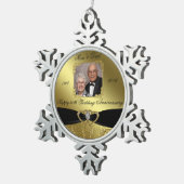 金結婚記念日の写真のオーナメント スノーフレークピューターオーナメント (右)