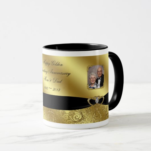 金結婚記念日の写真のコーヒー・マグ マグカップ (正面右)