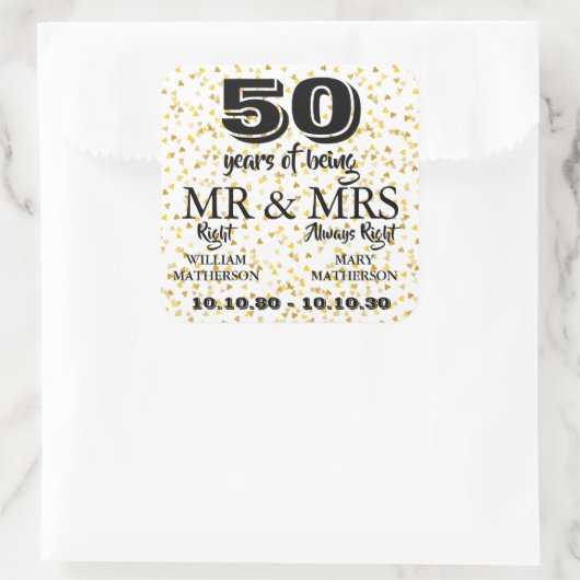 金結婚記念日の氏夫人Right スクエアシール (バッグ)