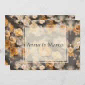 金結婚金バラ付き高級エレガントカード シーズンカード (正面/裏面)