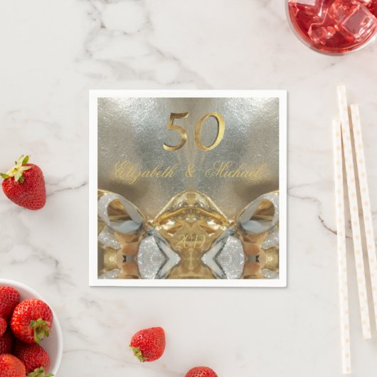 金結婚金創立50周年エレガントフェイク金ゴールド スタンダードカクテルナプキン (インサイチュ)