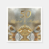 金結婚金創立50周年エレガントフェイク金ゴールド スタンダードカクテルナプキン (正面)