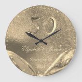 金結婚金創立50周年エレガントフェイク金ゴールド ラージ壁時計 (正面)
