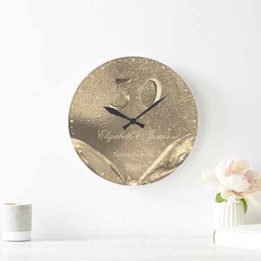 金結婚金創立50周年エレガントフェイク金ゴールド ラージ壁時計 (ホーム)