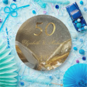 金結婚金創立50周年記念フェイク金ゴールド番号 ペーパープレート (パーティー)