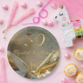 金結婚金創立50周年記念フェイク金ゴールド番号 ペーパープレート (パーティー)
