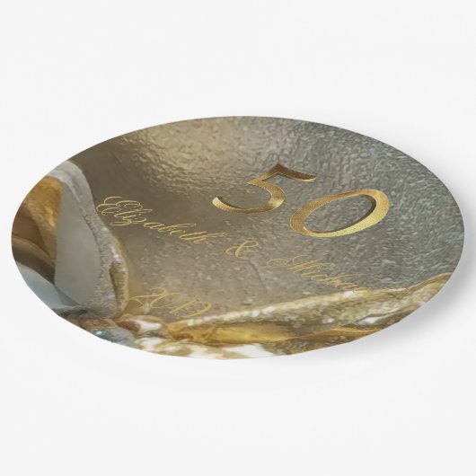 金結婚金創立50周年記念フェイク金ゴールド番号 ペーパープレート (アングル)