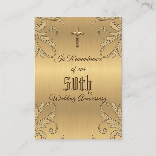 金結婚金十字聖札の記念日 名刺 (正面)