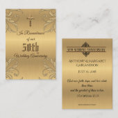 金結婚金十字聖札の記念日 名刺 (正面/裏面)