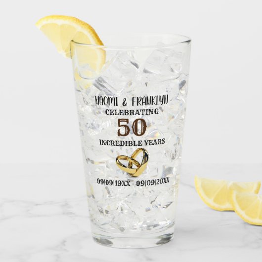 金結婚金記念日50年記念 タンブラーグラス (アイス正面)