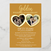 金結婚金記念日50日パーティー6枚 箔招待状 (正面)