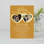 金結婚金記念日50日パーティー6枚 箔招待状 (立ち正面)