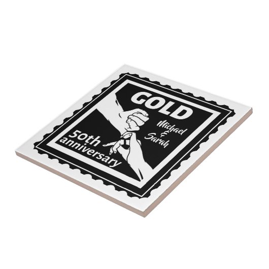 金結婚金記念日50日 タイル (側面)