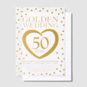 金結婚金記念日50th金ゴールドカラーハート ベラム紙招待状 (オフセット)