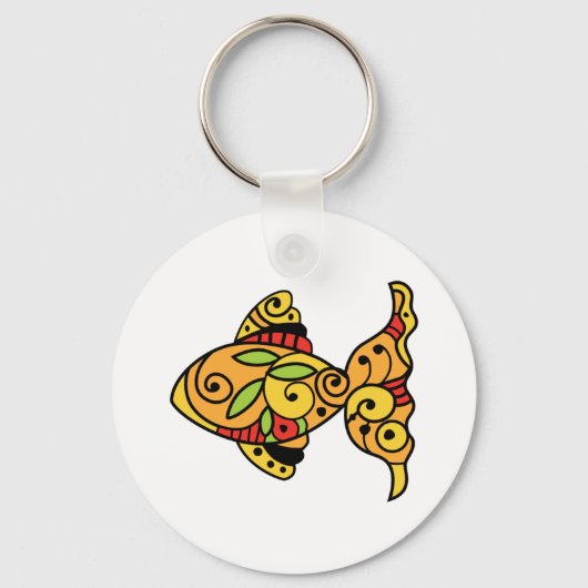 金絵を描魚 キーホルダー (正面)