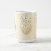 金継ぎの野の花のハート ウォーターカラー コーヒーマグカップ (中央)